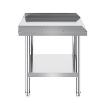 KFFKFF Stainless Steel Work Table, 24 x 28 x 26 Inch Commercial Food Prep Table with 3-Sided Backsplash, Durable Metal Table with Adjustable Height for Kitchen, Restaurant, or Hotel Use