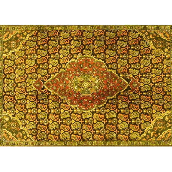 Ahgly Company Indoor Rectangle Persian Yellow Traditional Area Rugs, 5' x 7'