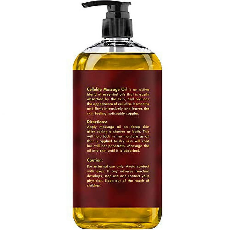 MAJESTIC PURE Cellulite Massage Oil with Vegan Collagen Stem Cells Unique Blend of Massage Essential Oils Anti Cellulite Oil Improves Skin