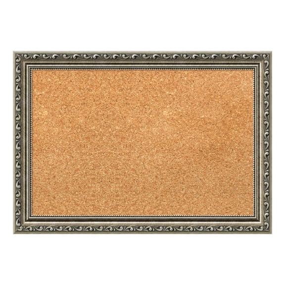 Amanti Art Natural Cork Board Wood Framed Parisian Silver Bulletin Board 20 in. x 14 in.