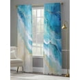 thumbnail image 4 of Abstract Waves Sheer Curtains for Living Room Bedroom, Light-filtering Sheer Curtain, Surrealism Spray Beach Ocean Watercolor Rod Pocket Voile Window Treatment Drapes, 52’’Wx96’’L, 2 Panels Set, 4 of 7