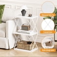thumbnail image 3 of 3-Tier End Table Small Side Table Tall Bedside Night Stand with Storage Sofa Side desks for Living Room Bedroom Office Bathroom Small Space White, 3 of 14