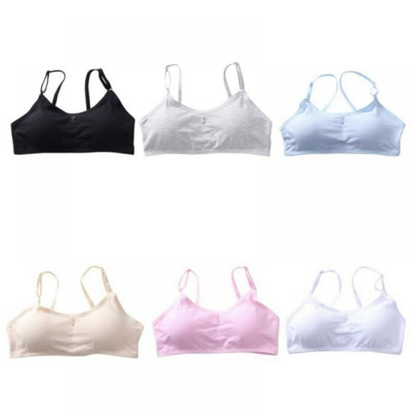 Girl's Adjustable Straps Seamless Cami Bra with Padding,Lined Training Bra for Girls,Pack of 6