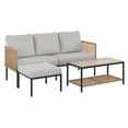 thumbnail image 3 of HOMETRENDS Lasso 3-Piece Steel Outdoor Sectional Set with Table and Ottoman, Beige, 3 of 8