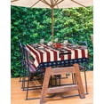 thumbnail image 3 of nqOlkjepod 4th of July Outdoor Tablecloth with Umbrella Hole & Zipper, Red Stripe Independence Day Blue Star Rectangle Table Cover 60x102 Inch, Dining Waterproof Table Cloth Protector for Patio, 3 of 7