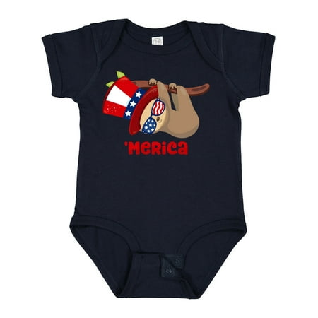

Inktastic Merica Patriotic Sloth Gift Baby Boy or Baby Girl Bodysuit
