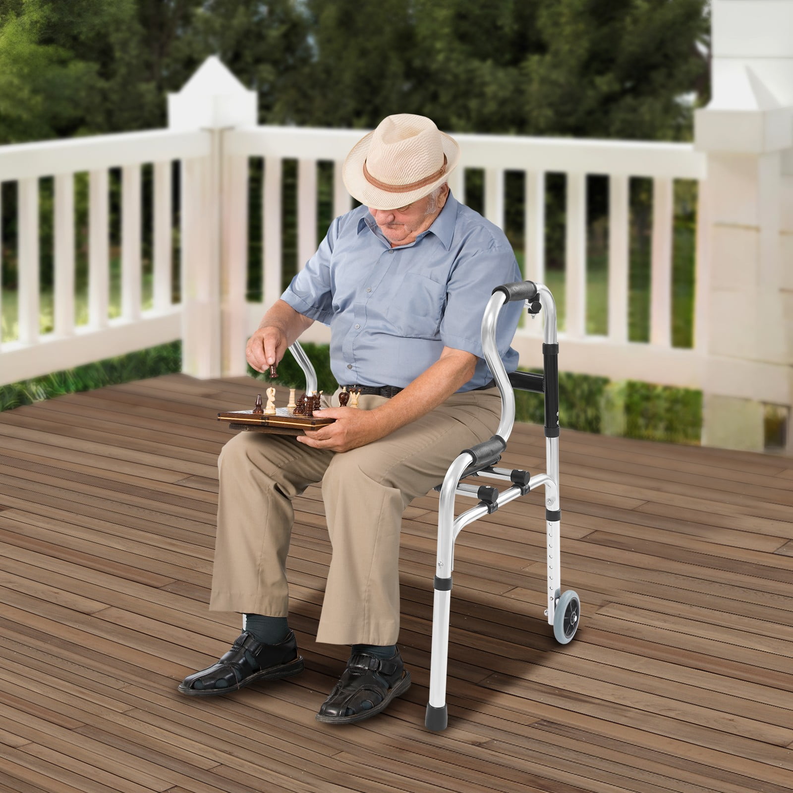 McKesson Rollator Walker with Seat and Wheels - Silver, 300 lbs
