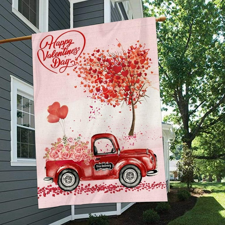Home4Ever Valentines Day Garden Flag - 12.5 x 18 Inch Seasonal Welcome Yard  Decor for Outdoor Patio, House, Lawn, Porch - Double-Sided Banner with