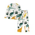 thumbnail image 1 of Balery Dinosaurs and Tropical Leaves Conjunto de Pijama con Estampado para Mujer, Conjunto de Dos Piezas con Manga Larga, Ropa de Dormir Suave con Bolsillos, Pijamas Cómodos-Small, 1 of 7