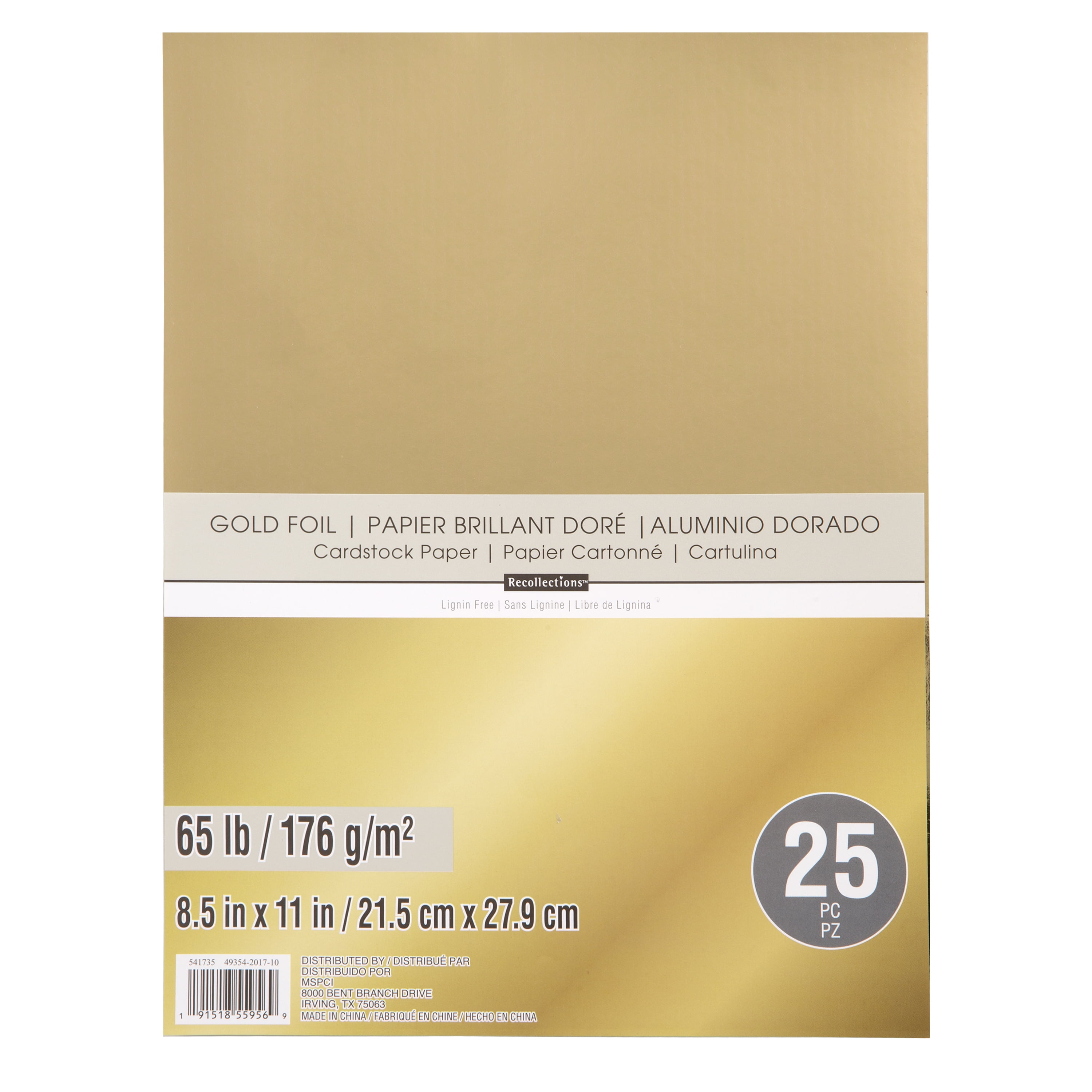 Recollections 300 Sheets Gold Foil 8.5" x 11" Cardstock Paper - Acid and Lignin Free Paper for Scrapbooks, Arts & Crafts - Bulk Pack