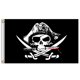 thumbnail image 1 of Banderas piratas gigantes con huesos cruzados de 2 x 3 pies para Halloween, decoración con ojales, 1 of 3
