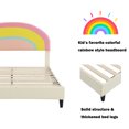 thumbnail image 4 of Bellemave Full Size Upholstered Platform Bed with Rainbow Shape Headboard and Lights Wooden Low Platform Bed Full LED Princess Bed Frame with Height-Adjustable Headboard for Girls, Beige, 4 of 11