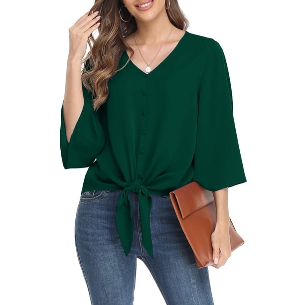 Txlixc Blusa de color sólido para mujeres Txlixc moda
