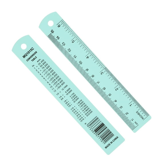 Uxcell 15cm/6" Metal Ruler, 2 Pack Aluminum Alloy Rulers with Centimeters, Millimeters, Inches and Conversion Table Straight Edge Ruler for Writing Machinist Drafting, Blue Green