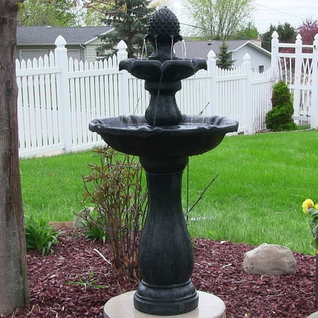 Sunnydaze 2-Tier Pineapple Solar Powered Water Fountain, Outdoor Garden ...