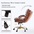 thumbnail image 3 of Luxury Genuine Leather Office Chair Executive Swivel Rocking Adjustable Desk Chair Brown, 3 of 6