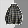 thumbnail image 2 of JGNGSHN Mens Spring Jacket Casual Long Sleeve Plaid Shirts Button Down Lapel Collar Shirt with Pocket, 2 of 3