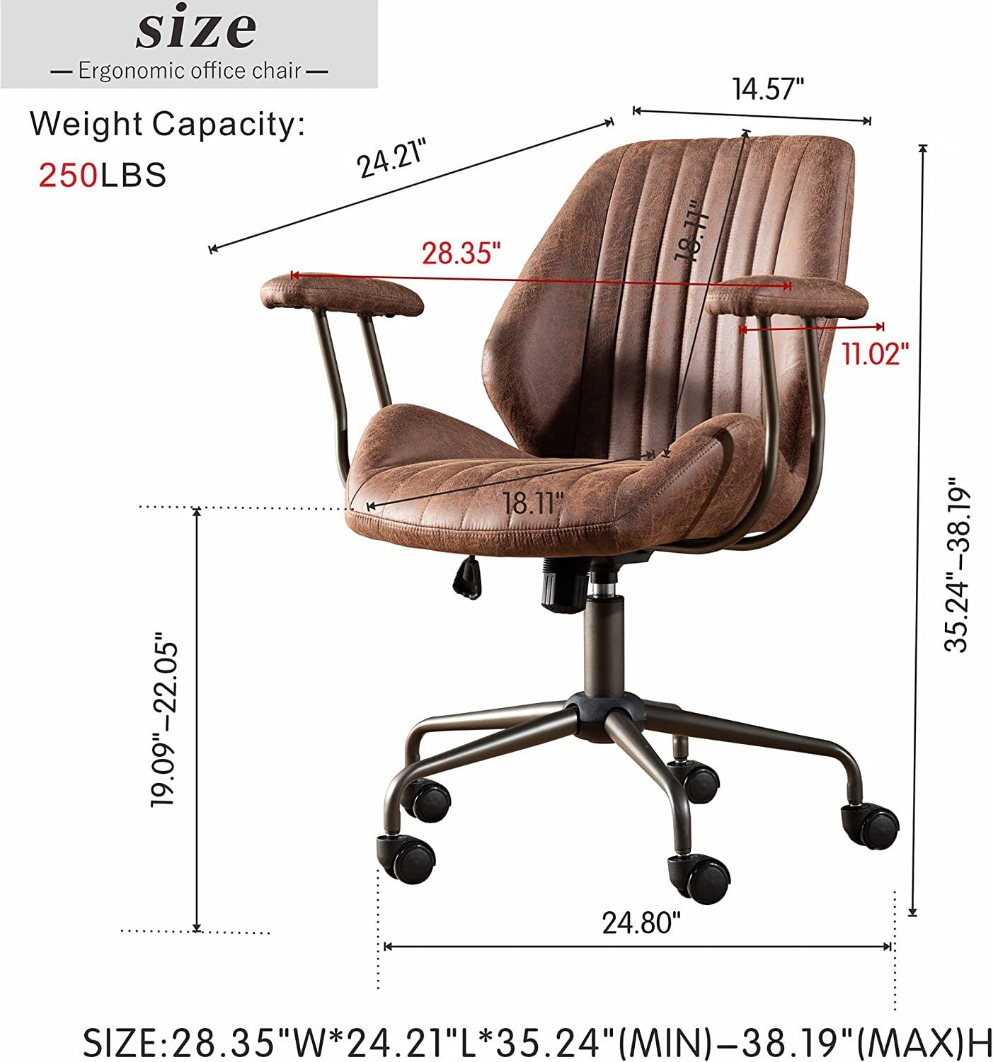 Ovios Ergonomic Office Chair Modern Computer Desk Suede Fabric Desk Chair with Lumbar Support for Home Office Walmart