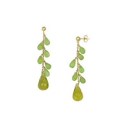 FineJewelryVault UBAER101-101 Peridot and Lemon Quartz Earrings : 14K Yellow Gold - 25.00 CT TGW