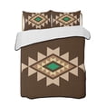 thumbnail image 2 of Brown Green Boho Twin XL Size Down Alternative Comforter, Lightweight Comforter Quilt Bedding Set with Pillow Shams Vintage Southwest Abstract Geometric All Seasons Bed Comforter Duvet Insert 68"x98", 2 of 7