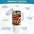 thumbnail image 4 of Pumpkins Skeleton Halloween 40 oz Tumbler with Handle Insulated&nbsp;Travel Mug&nbsp;Lid Straw Leak Proof Steel Vacuum Water Bottles Glasses Fits in Car Cup Holder, 4 of 7