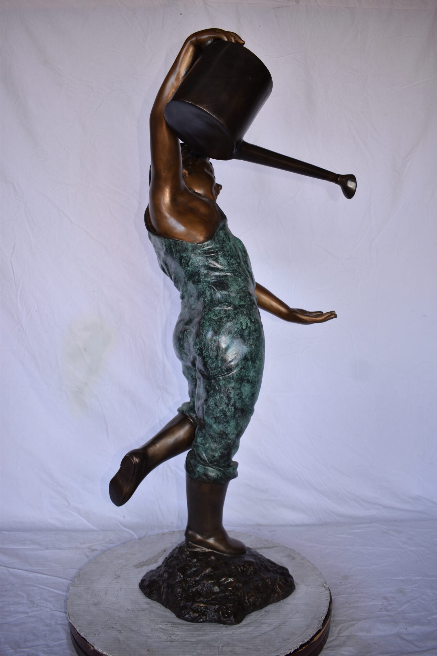 Nifao Standing Boy with Watering Can Outdoor Fountain Statue, Bronze Garden Water Feature Sculpture for Patio & Yard – Outdoor Garden Decor Sculpture, 24"L x 22"W x 48"H