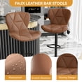 thumbnail image 6 of S-HOME Set of 2 Modern Ergonomic Faux Leather Upholstered Bar Chairs with 360° Swivel Adjustable Height for Home Bar or Kitchen Island Seating, Brown, 6 of 9