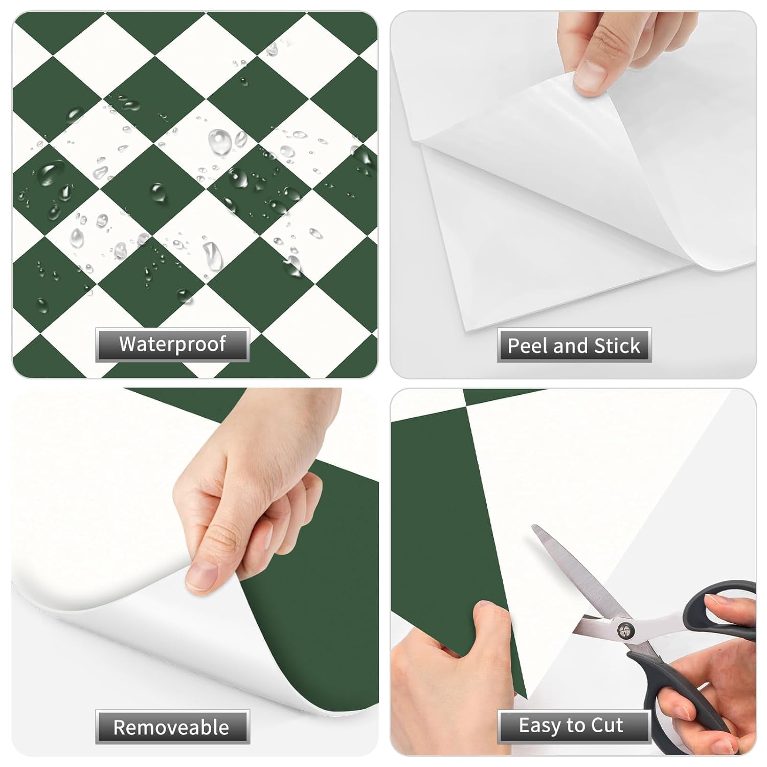 MORCART 20Pcs Peel and Stick Floor Tile, 7.87" x 7.87" Vinyl Flooring Waterproof DIY Flooring for Bathroom, Kitchen, Fireplace, Pet House, Stairs, Bedrooms, Wall White Green