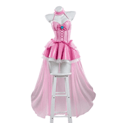 Miccostumes Women's Pink Princess Dress Outfit Corset Skirt Set with Shawl, L