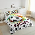 thumbnail image 3 of Feelyou Modern Football Gaming Queen Comforter Set for Boy, Black White Honeycomb Bedding Sets, Cartoon Sport Theme Reversible Bedding Comforter Set, Super Cozy Room Decor, 3 Pieces, 3 of 8
