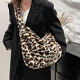 thumbnail image 4 of Jiibva Women Plush Leopard Print Bag Underarm Shoulder Bag Large Capacity Handbag Winter Plush Shopping Tote Bag, 4 of 7