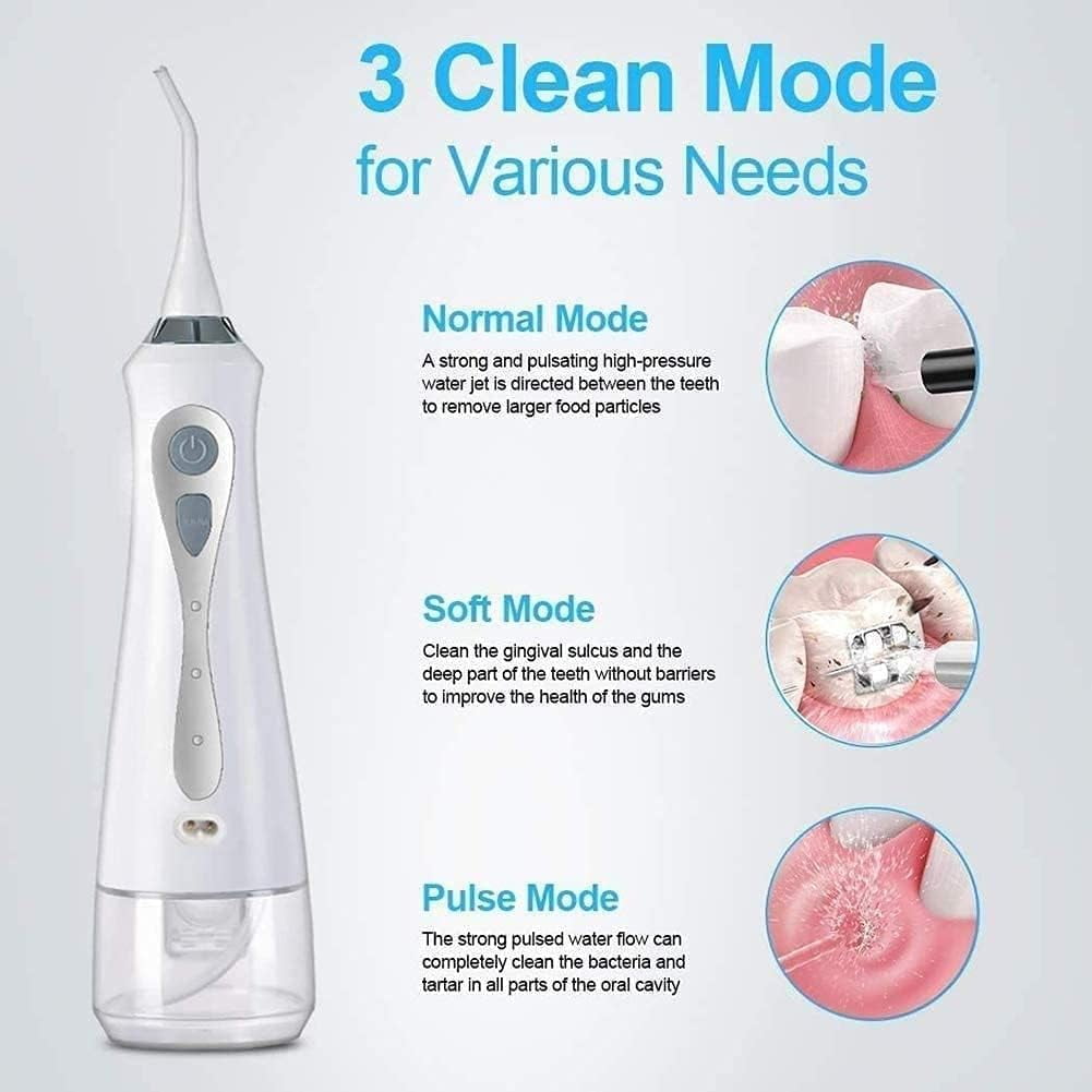 Water Flosser for Teeth, Water Resistant, Cordless & Travel Ready, Deep Clean, Fresh Breath & Healthier Smile,Gums & Braces Care, 230mL, 3 Modes