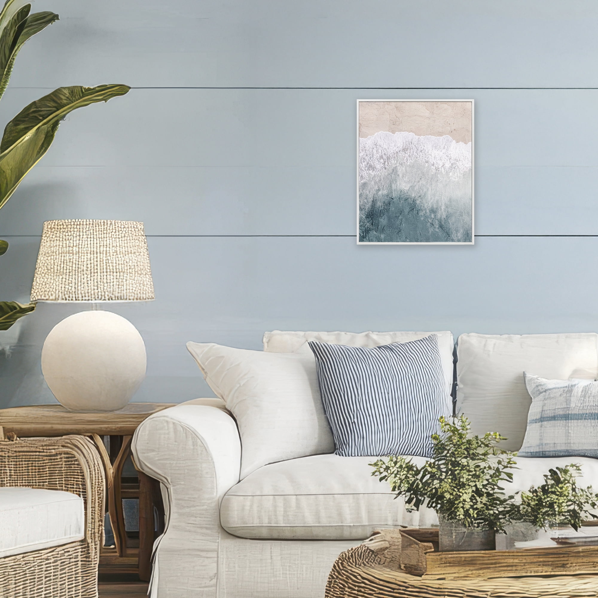 Stupell Industries Beach Top Shore White Framed Giclee Art, design by Kim Allen