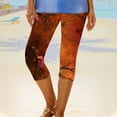 thumbnail image 6 of Leggings for Women under $5! Cagogo Womens Summer Capri Leggings Floral Print Plus Size Lounge Capri Leggings Athletic Gym Soft Stretchy Elastic Waist Casual Summer Knee Length Yoga Pants, 6 of 6