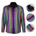 thumbnail image 3 of Seeotter Men Dress Shirt Sequins Long Sleeve Button Down Shirt Disco Party Nightclub Christmas Prom Costume, 3 of 3