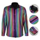 thumbnail image 3 of pstuiky camisas de manga larga para hombre, Camisa blusa informal de manga larga con cuello vuelto y botones de patchwork para hombre tops de invierno para hombre l, 3 of 3