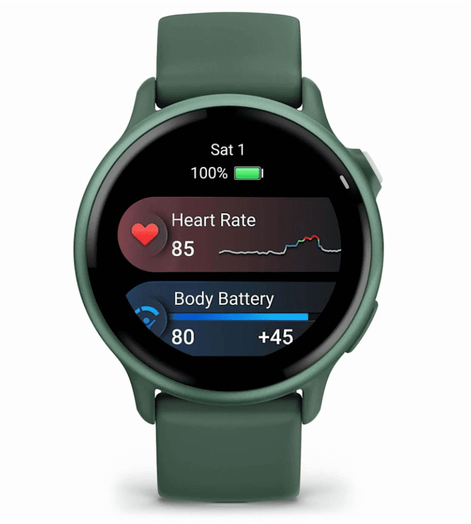 Garmin Vivoactive 6 - Health & Wellness GPS Smartwatch, 1.2 in Bright AMOLED Display, Metallic Jasper Green & Jasper Green Band w/ Wearable4U Black EarBuds Bundle