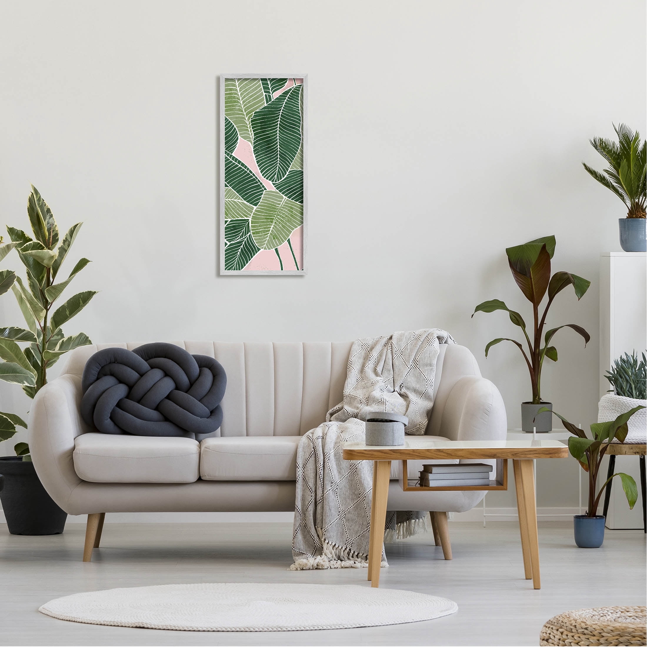 Layered Plant Leaf Shapes Botanical & Floral Graphic Art Gray Framed Art Print Wall Art
