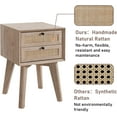 thumbnail image 4 of OKD Modern Wood Nightstand with 2 Rattan Drawers,Natural Oak, 4 of 8