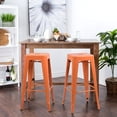 thumbnail image 2 of Lacoo Indoor-Outdoor 30'' Modern Tolix Style Metal Backless Light Weight Bar Stools with Square Seat, Orange, 2 of 8