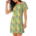 thumbnail image 2 of Sikiie Cartoon Panda And Leaf Print Women's Short-sleeved Nightdress, Round Neck Pullover Nightdress Pajamas Summer Home Wear, 2 of 6