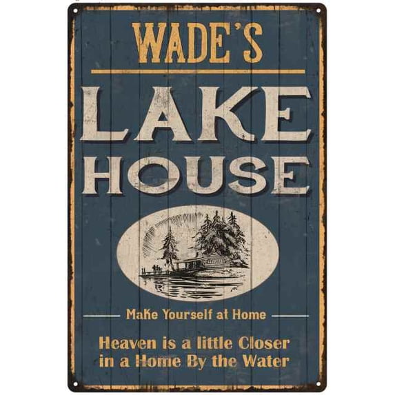 WADE'S Lake House Blue Cabin Home Decor Gift 8x12 Metal 108120038297