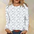 thumbnail image 2 of Arlun Long Sleeve Floral Print T Shirts for Women Fashion Casual Crew Neck Ladies Tops Relaxed Fit Comfy Tunic Tops Soft Lightweight Pullover Tee for Early Spring Wear Light Blue XL, 2 of 4