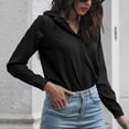 thumbnail image 1 of Blusa de Mujer ANGGREK Cuello en V Casual Top manga Larga color Puro para diario, 1 of 6