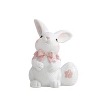 Easter Bunny Egg Decorations Cute Pink Bow Rabbit Figurines Easter Bunny Figurines Resin Spring Ornaments Easter Decor for Home Easter Party Wedding Tabletop Holiday Rabbit Accents