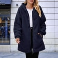 thumbnail image 5 of Women'S Long Sleeve Hooded Cardigan with Zipper Loose Plush Cardigan Jacket Women'S Plush Jacket Navy Blue M, 5 of 8