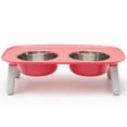 thumbnail image 3 of Messy Mutts Elevated Double Feeder with Stainless Bowls | Adjustable Height 3”, 5”, or 10” | Adjustable Standing Feeder for Dogs | 5 Cups per Bowl | Watermelon, 3 of 6