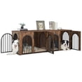 thumbnail image 2 of Hzuaneri 71" Dog Crate Furniture for 2 Dogs, Heavy Duty Wooden Kennel for Medium Large Dogs with Divider, Rustic Brown, 2 of 10