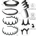 thumbnail image 2 of ZOUYUE 8 PCS Fashion No Slip Effortless Plastic Headbands with Teeth Comb Black Skinny Hair Bands for Women Men Teen Girls, Matte Black, 2 of 7