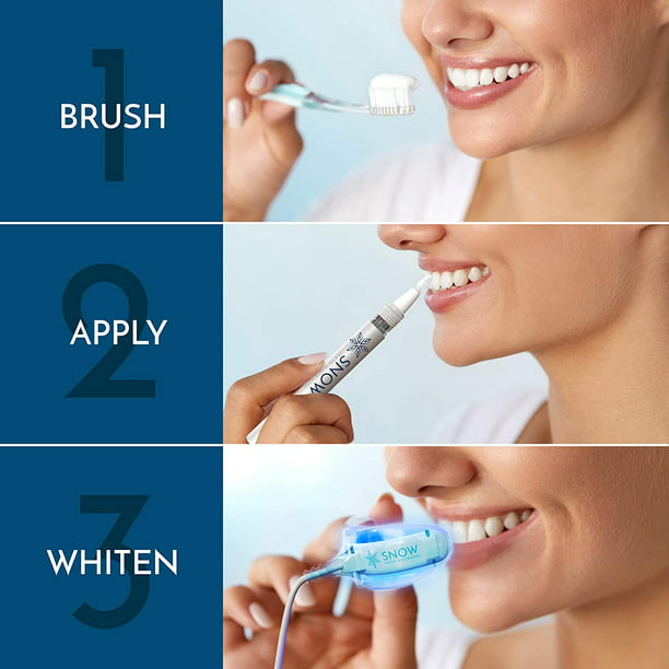 SNOW Teeth Whitening with LED Light | Complete Home Whitening System Results - Safe for Sensitive Teeth, Braces, Bridges, Crowns, Caps & Veneers - Walmart.com
